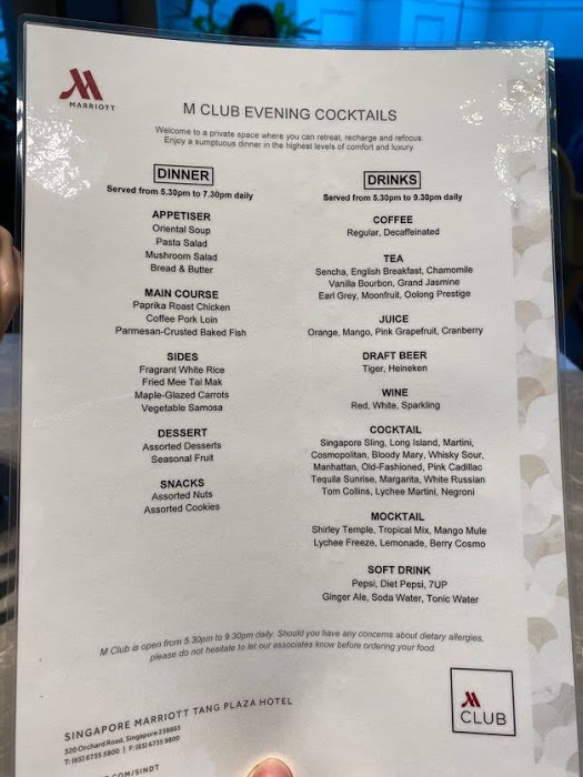 M club menu